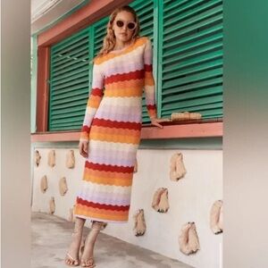 Hyacinth House Sunset Stripe Montego Knit Midi Dress